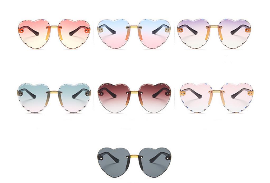 Heart Shaped Rimless Sunglasses Girls Kids Frameless Glasses Tinted Lolita Eyewear Gradient Colors of Lense UV Protect H260130