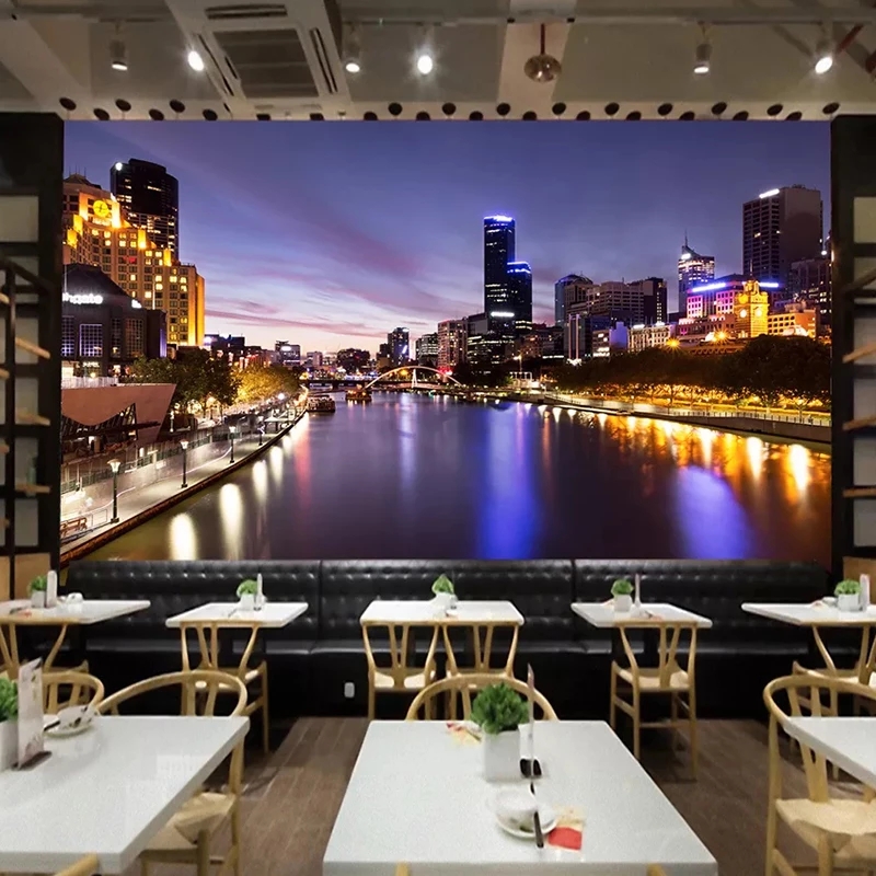 Custom Wallpaper Modern City Night Murals Restaurant Living Room Sofa TV Background Waterproof