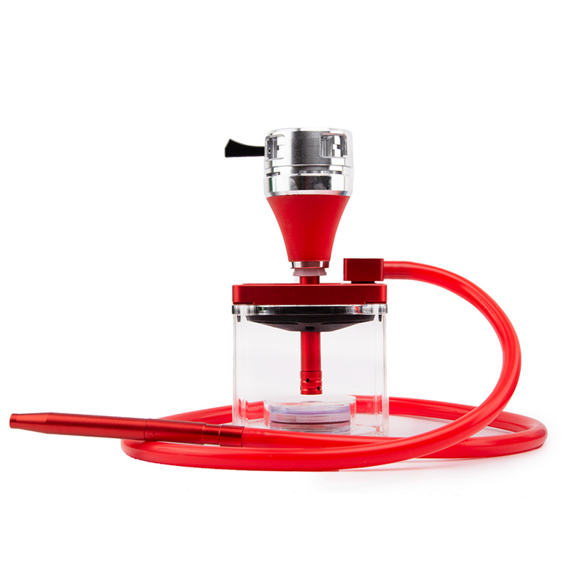 Large Arab Acrylic Hookah Single Tube Cube Shisha Bar Party with Led Light Hookah Hose Charcoal Clip Lighter Smoking Accessories