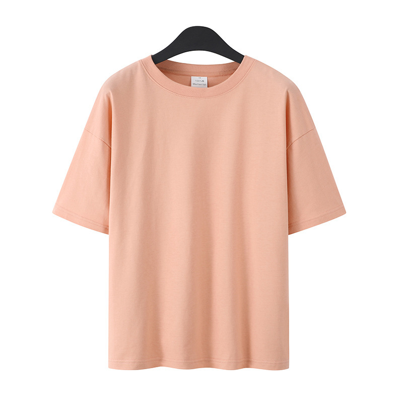 Summer T-Shirts Women Short Sleeve Lovers T shirt 100% Cotton Loose Lady Tops Tees Casual Solid Color Plus Size White 210306