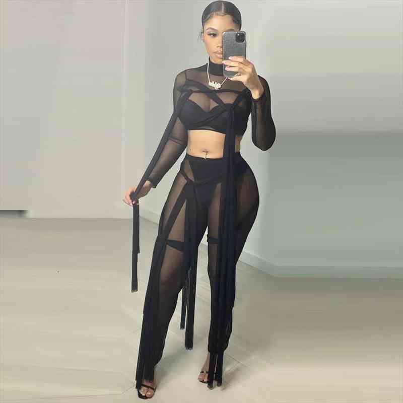 ribbon mesh see through womens pants bodycon two piece sets clubwear slim fit crop skinny pant midnigt matching, White
ribbon mesh see through womens pants bodycon two piece sets clubwear slim fit crop skinny pant midnigt matching, White