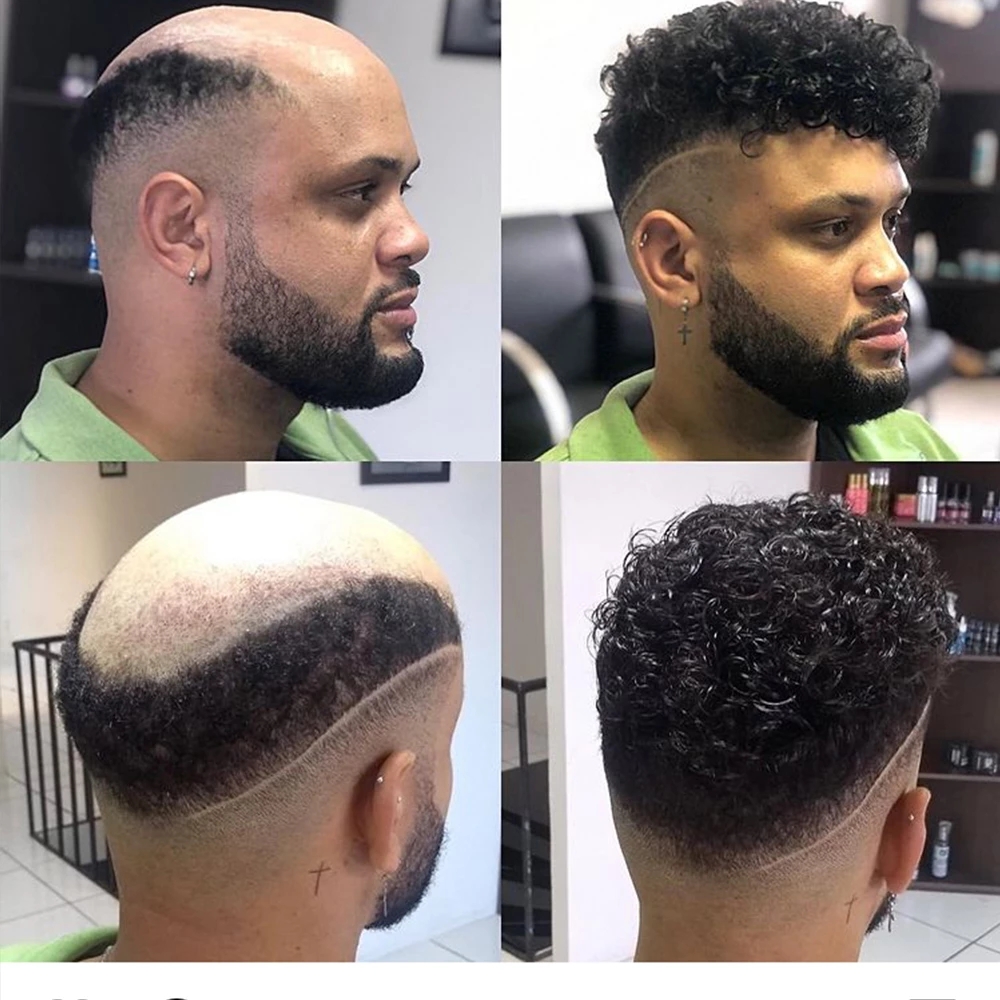 20MM Curly Human Hair Toupee Full Machine Made Injected Technical Men's Wig Thin Skin Base Replacement System #1B Color 8x10inch
20MM Curly Human Hair Toupee Full Machine Made Injected Technical Men's Wig Thin Skin Base Replacement System #1B Color 8x10inch