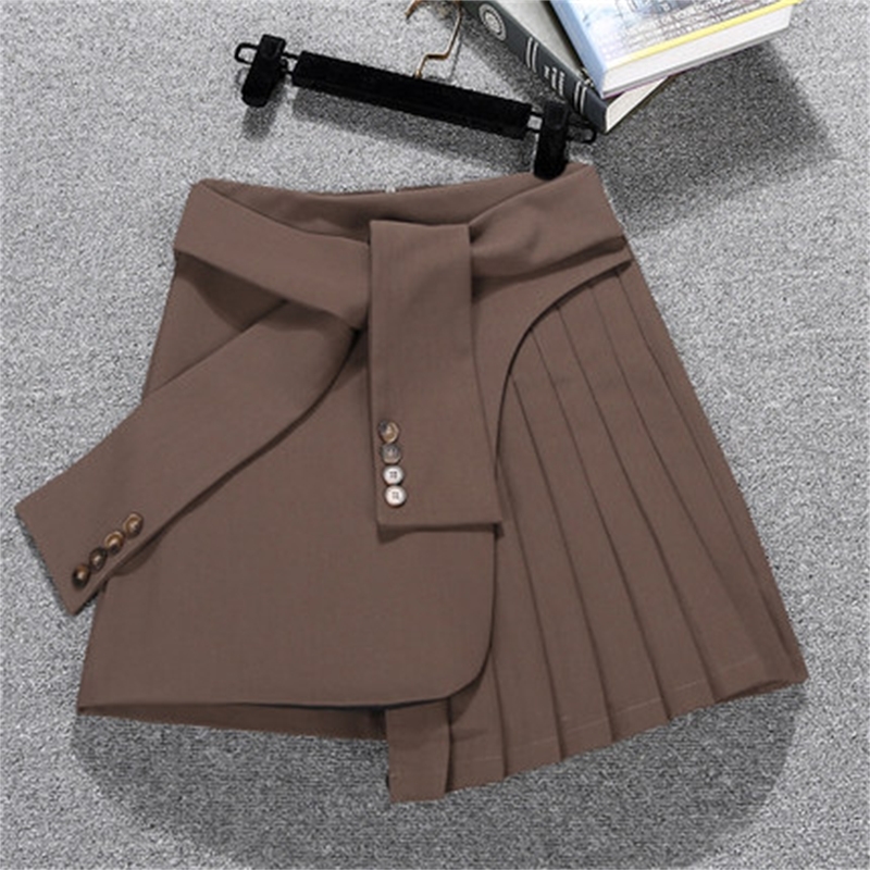 DEAT Summer Arrivals High Waist Lace Up Bandage Short Mini Pleated Skirt Women Casual MI963 210306