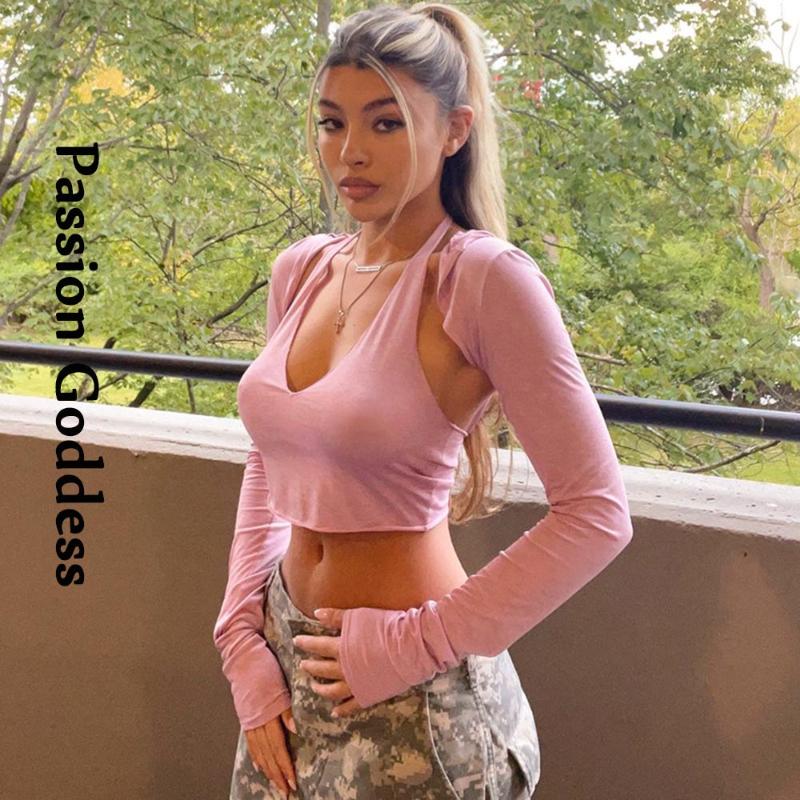 Women's T-Shirt Sexy Cute Women Pink Crop Top Hooded Sets Deep V Neck Vest Long Sleeve Cardigan Shirt Outfits Party Nightclubwear, White 
Women's T-Shirt Sexy Cute Women Pink Crop Top Hooded Sets Deep V Neck Vest Long Sleeve Cardigan Shirt Outfits Party Nightclubwear, White
