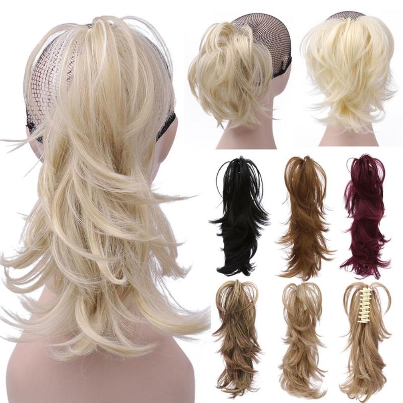 Synthetic Wigs 14inch women wigs Claw Ponytail Or Chignon Stylish Hair Exension Messy Wavy Pony Tail Bun Hairpieces