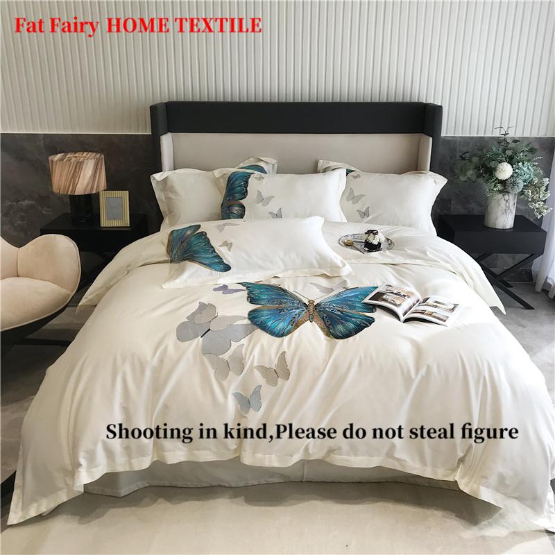 Bedding Sets Luxury White 1200TC Egyptian Cotton Soft Cozy Set Blue Butterfly Embroidery Queen King Duvet Cover Bed Sheet Pillowcases
Bedding Sets Luxury White 1200TC Egyptian Cotton Soft Cozy Set Blue Butterfly Embroidery Queen King Duvet Cover Bed Sheet Pillowcases