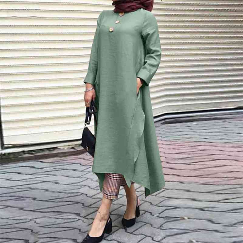 Womens Muslim Irregular Vintage Sundress Autumn Abaya Dress Long Sleeve Vestidos Muslim Female Solid Button Robe Kaftan, Black;gray
Womens Muslim Irregular Vintage Sundress Autumn Abaya Dress Long Sleeve Vestidos Muslim Female Solid Button Robe Kaftan, Black;gray