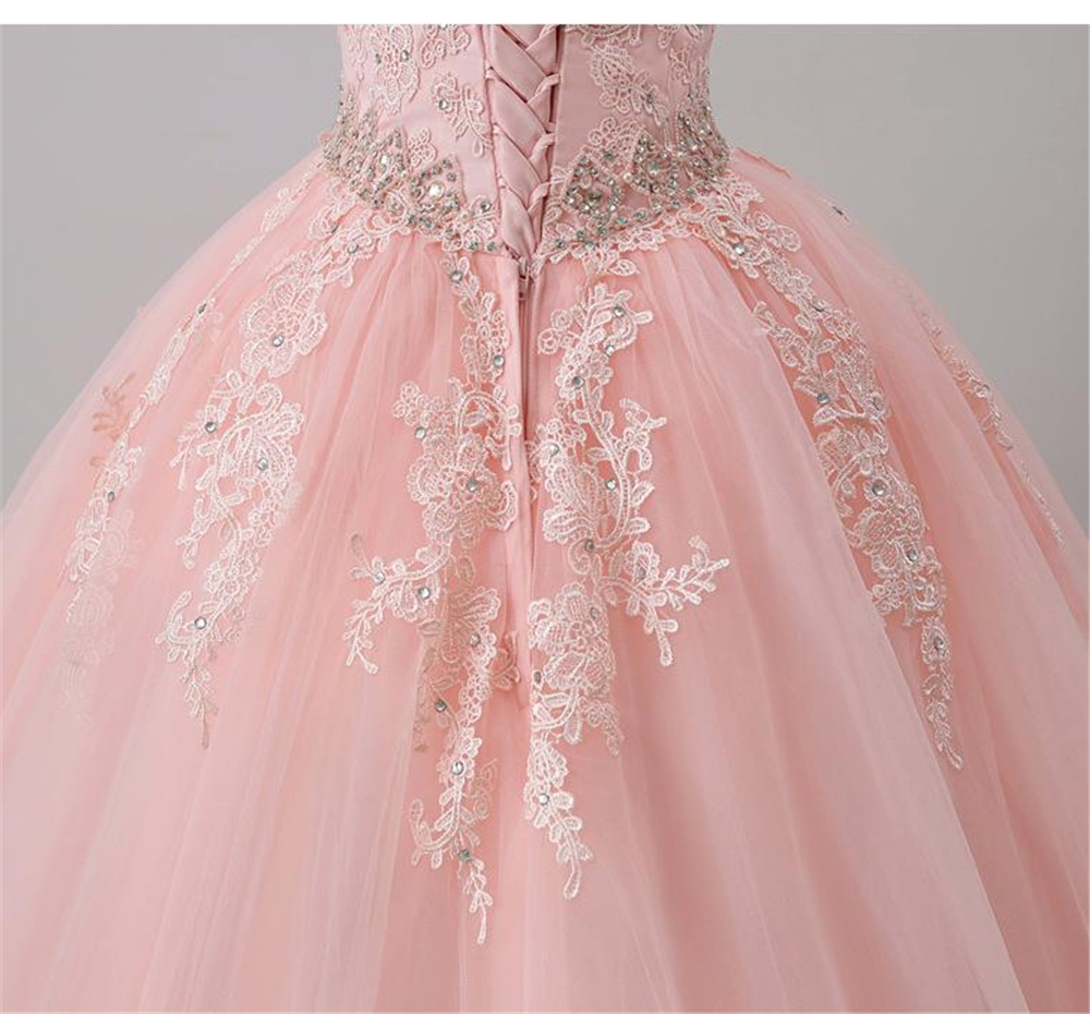 new arrived real photo pink off shoulder quinceanera dresses lace appliques ball gowns prom dress sweet 16 for 15 years pageant gown