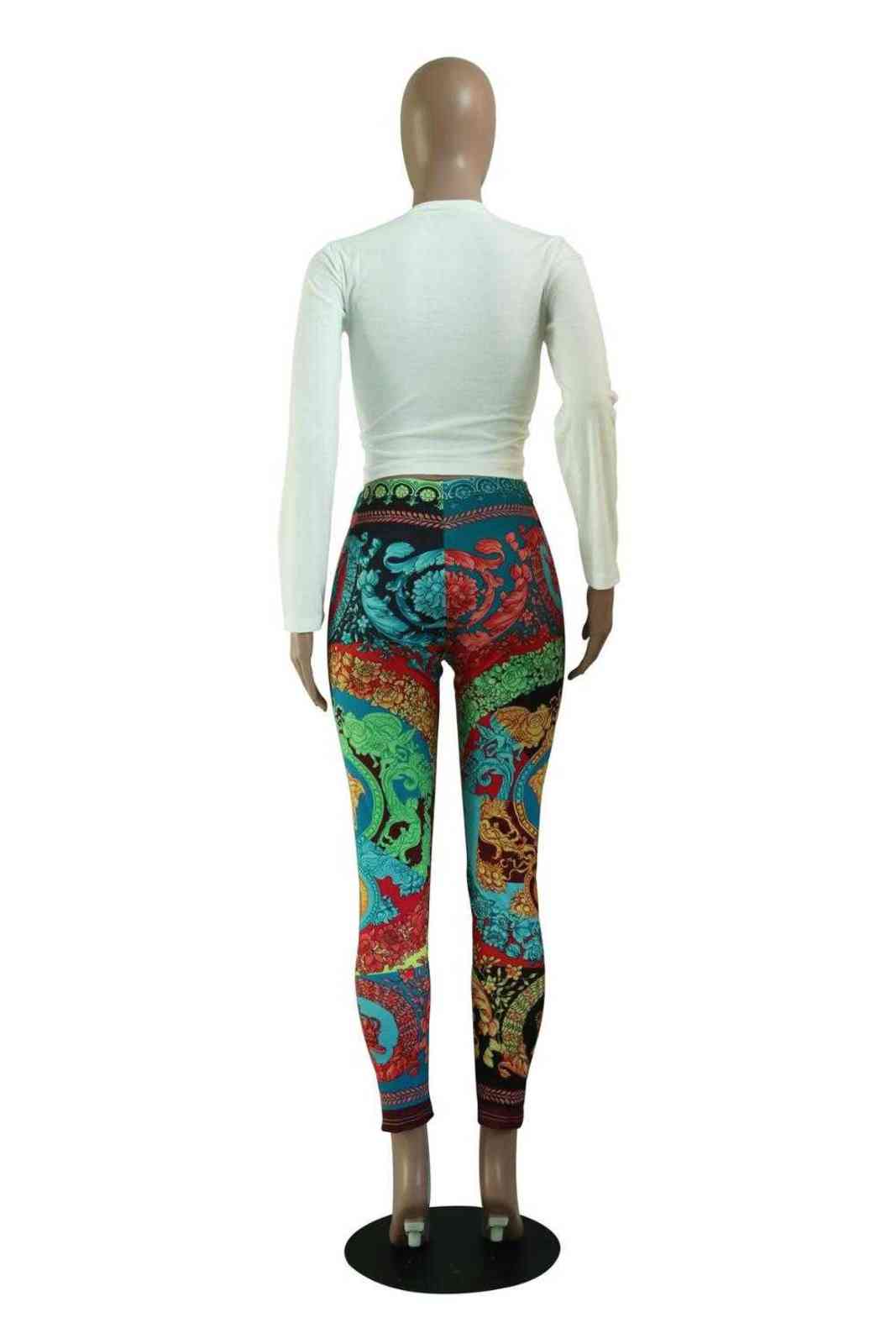 Two Piece Sets Women Fashion Tracksuits Print Casual Long Sleeve Top Pants Pencil Elastic 2 211105