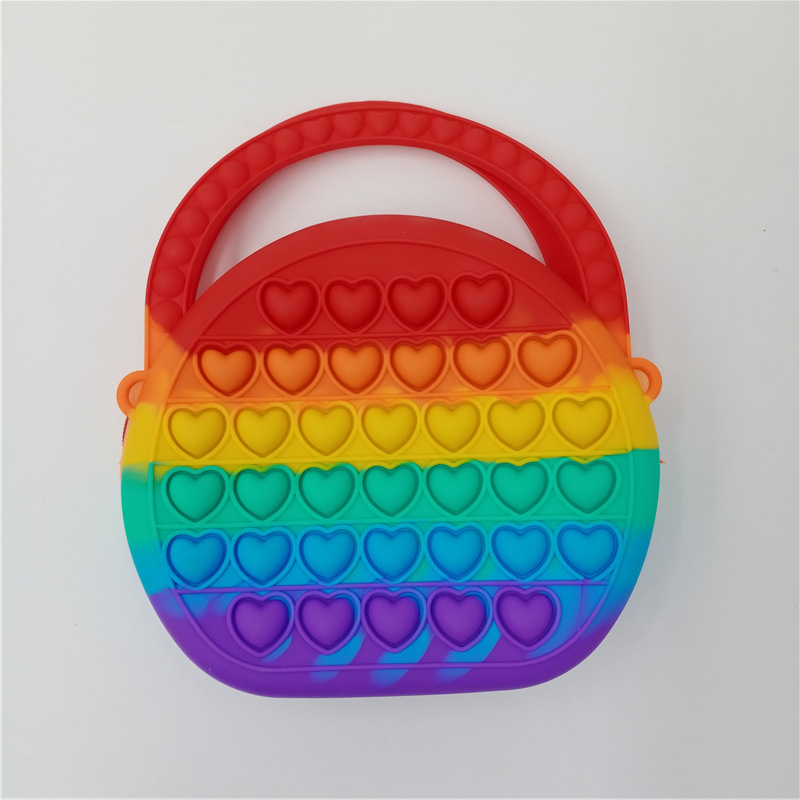 Children Stress Relief Bag Coin Purse Simple Dimple Heart Shape Push Bubble Antistress Decompression Bags Pop Handbag 0777