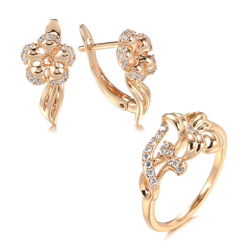 Earrings & Necklace Kinel 585 Rose Gold Flower Earring Ring Set For Women Girls Gift Fashion 2021 Natural Zircon Vintage Jewelry Sets, Silver
Earrings & Necklace Kinel 585 Rose Gold Flower Earring Ring Set For Women Girls Gift Fashion 2021 Natural Zircon Vintage Jewelry Sets, Silver