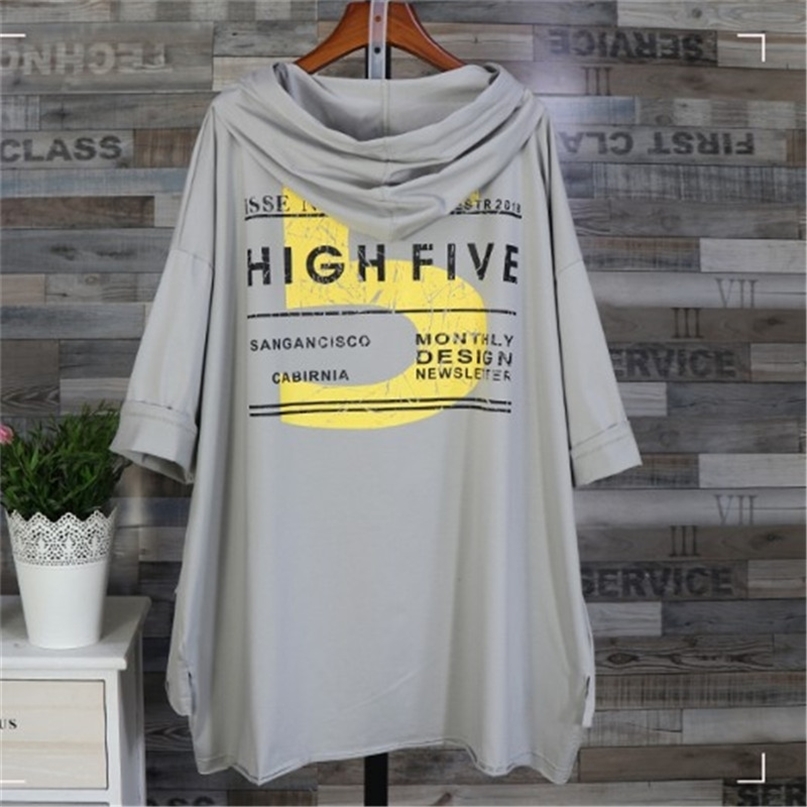 Women Spring Summer Tops 5XL Oversize Womens Clothing Relaxed Short Sleeve Girl Loose Long Cap Long Batwing Shirts Coat 201204