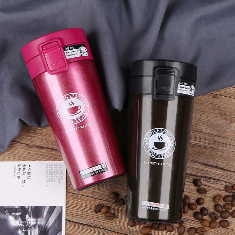 Custom or name Travel Coffee Mug Stainless Steel Thermos Tumbler Cups Vacuum Flask thermo Water Thermocup 210615