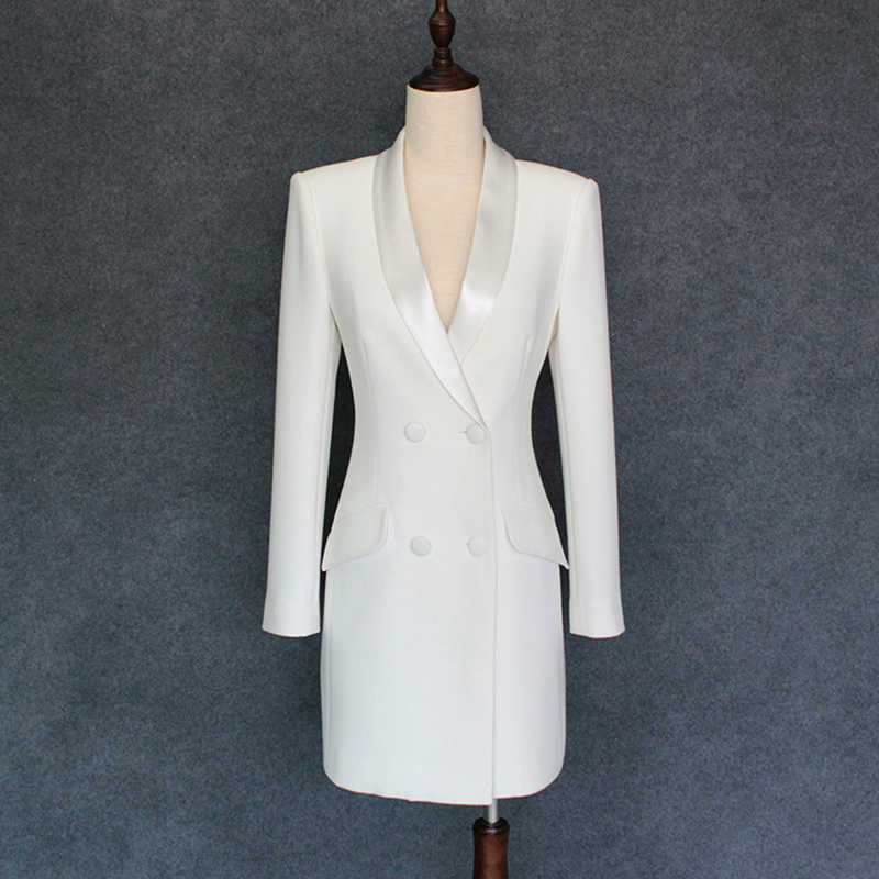HIGH QUALITY Fashion Runway Designer Dress Women's Long Sleeve Double Breasted Notched Collar 210526, White
HIGH QUALITY Fashion Runway Designer Dress Women's Long Sleeve Double Breasted Notched Collar 210526, White