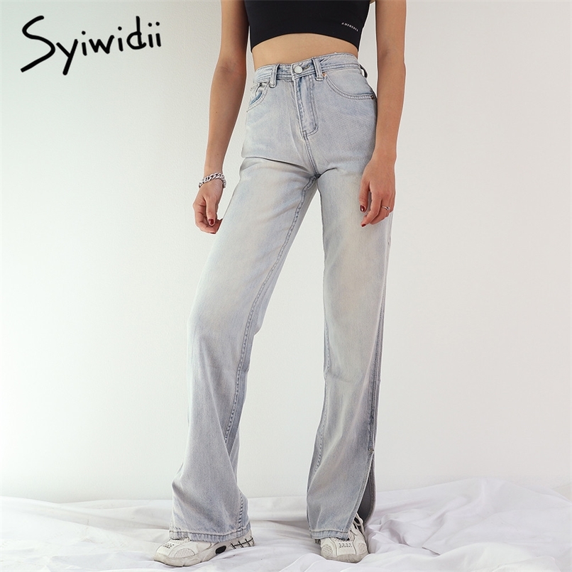 Slit Jeans for Women Straight Mom High Waist Vintage Streetwear Denim Wide Leg Flare Clothes Bell Bottom Pants 210607, Sky blue
Slit Jeans for Women Straight Mom High Waist Vintage Streetwear Denim Wide Leg Flare Clothes Bell Bottom Pants 210607, Sky blue