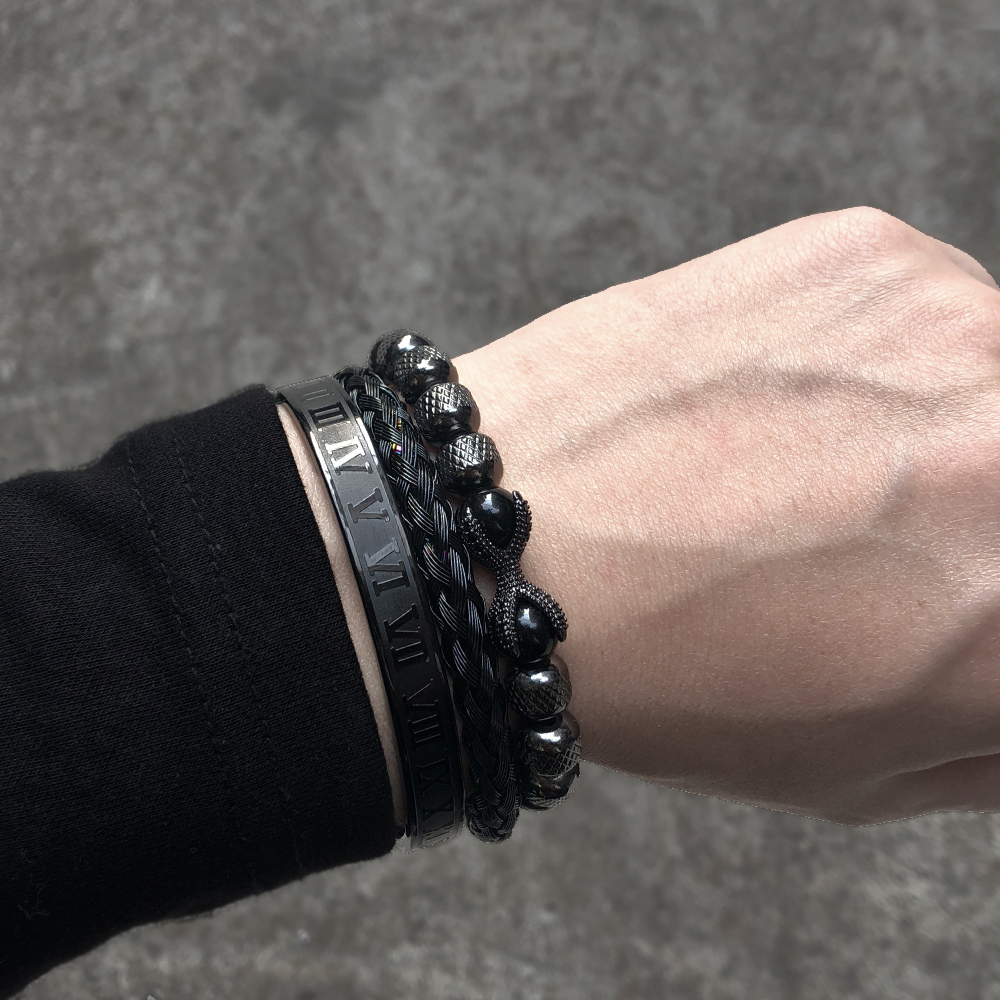 3pcs Luxury Roman Royal Dragon Claw Charm Men Stainless Steel Geometry Pulseiras Open Adjustable Bracelets Couple Jewelry