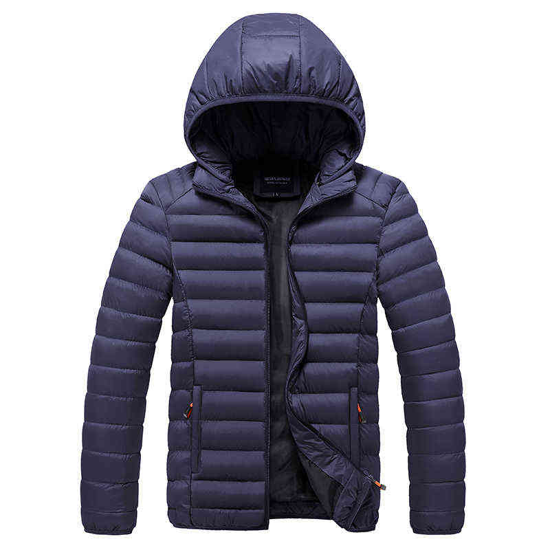 Men Winter Casual Warm Thick Waterproof Jacket Parkas Outwear Fashion Pockets Windproof Hat Parka 211110