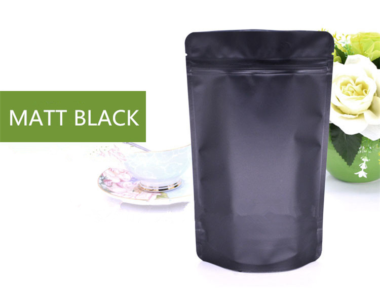 Thick Matte Black Aluminum Foil Zip Lock Bag Stand up Resealable Ground Coffee Powder Nuts Tea Snack Biscuits X-mas Gifts Packaging Pouches Support Lo