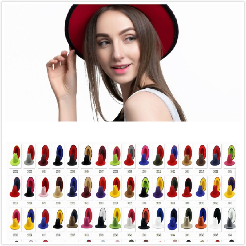 40 Colors Men women Panama Cap Jazz Formal Hat Lady Felt Fedora Patchwork wide Brim Caps Trilby Chapeau Autumn Winter Designer Hats, Customize
40 Colors Men women Panama Cap Jazz Formal Hat Lady Felt Fedora Patchwork wide Brim Caps Trilby Chapeau Autumn Winter Designer Hats, Customize