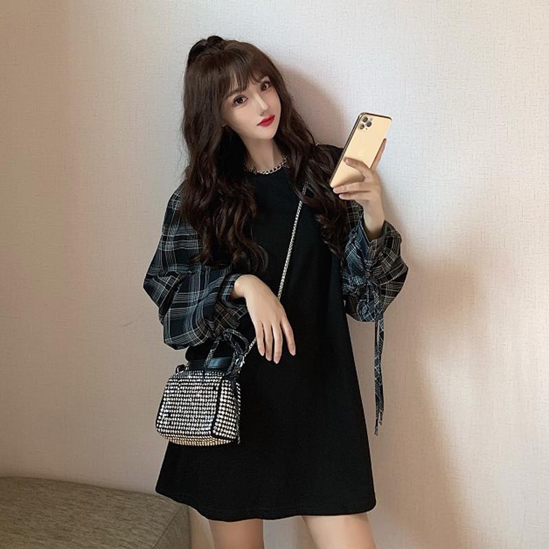 Korean Fashion Style Plaid Dress 2021 Streetwear Women Autumn Casual Black Puff Long Sleeve Mini Dress Patchwork Loose, Black;gray
Korean Fashion Style Plaid Dress 2021 Streetwear Women Autumn Casual Black Puff Long Sleeve Mini Dress Patchwork Loose, Black;gray