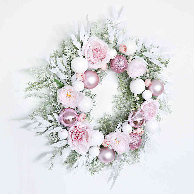 Christmas Wreath - Pink Xmas Ball Theme Wedding/Home/Door/Window/Wall Decor, 2024