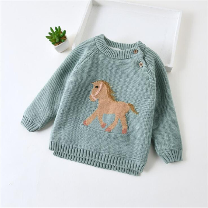 Knitted Baby Clothes Girls Sweater Infant Clothing Newborn Baby Boy Sweaters Thick Fleece Unicorn Kids Sweaters Toddler Cardiagn 210308