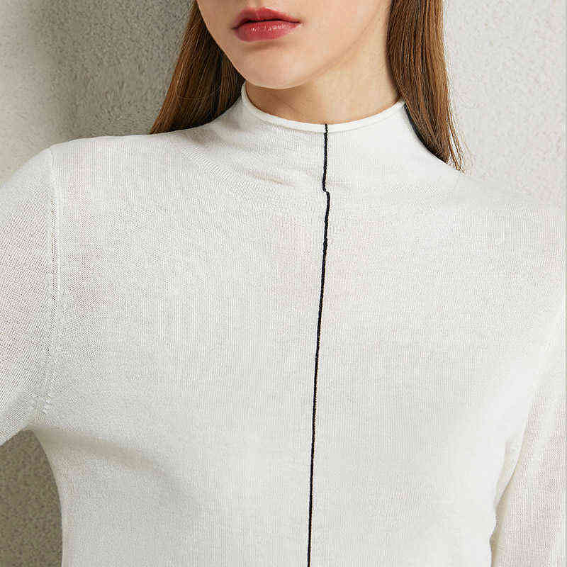 AMII Minimalism Autumn Fashion Women Sweater Solid Thin Slim Fit Turtleneck Sweater Female Pullover Tops 12040610 210918