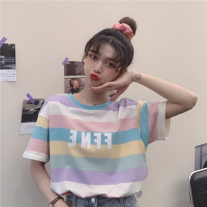 2021 New Korean Oversize Short Sleeve Striped Raiow Tops for Women Will See Harajuku T-shirt Schoolgirl Clothes Young Style Eki7, Blue.
2021 New Korean Oversize Short Sleeve Striped Raiow Tops for Women Will See Harajuku T-shirt Schoolgirl Clothes Young Style Eki7, Blue.