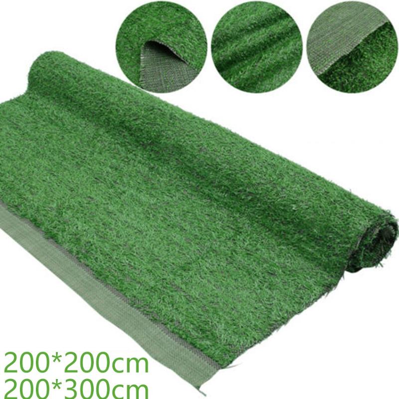

Decorative Flowers & Wreaths Artificial Grass Carpet Green Fake Synthetic Garden Landscape Lawn Mat Turf For School, 200 200cm