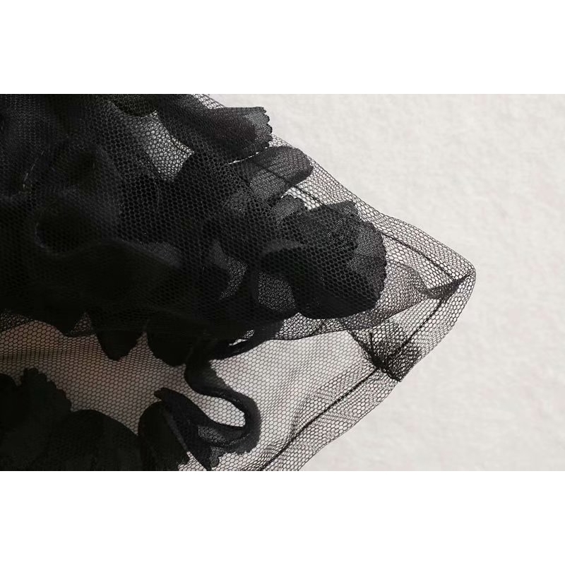 new women sexy appliques transparent casual black Shirts blouses women long sleeve patchwork mesh roupas femininas tops LS4513 T200320