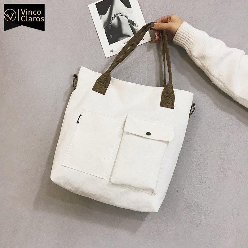 Durable Large Canvas Casual Tote Harajuku Shoulder Crossbody Bag Women High Quality Shopping Bag Handbags Designer Sac Shopper, White
Durable Large Canvas Casual Tote Harajuku Shoulder Crossbody Bag Women High Quality Shopping Bag Handbags Designer Sac Shopper, White