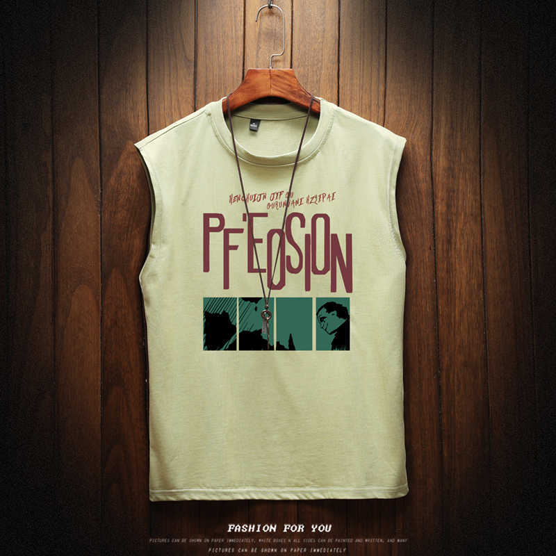 Summer Men's Sleeveless T Shirt Fashion Letter O Neck Mens Clothing rend Casual op ees Men M-5XL 210629