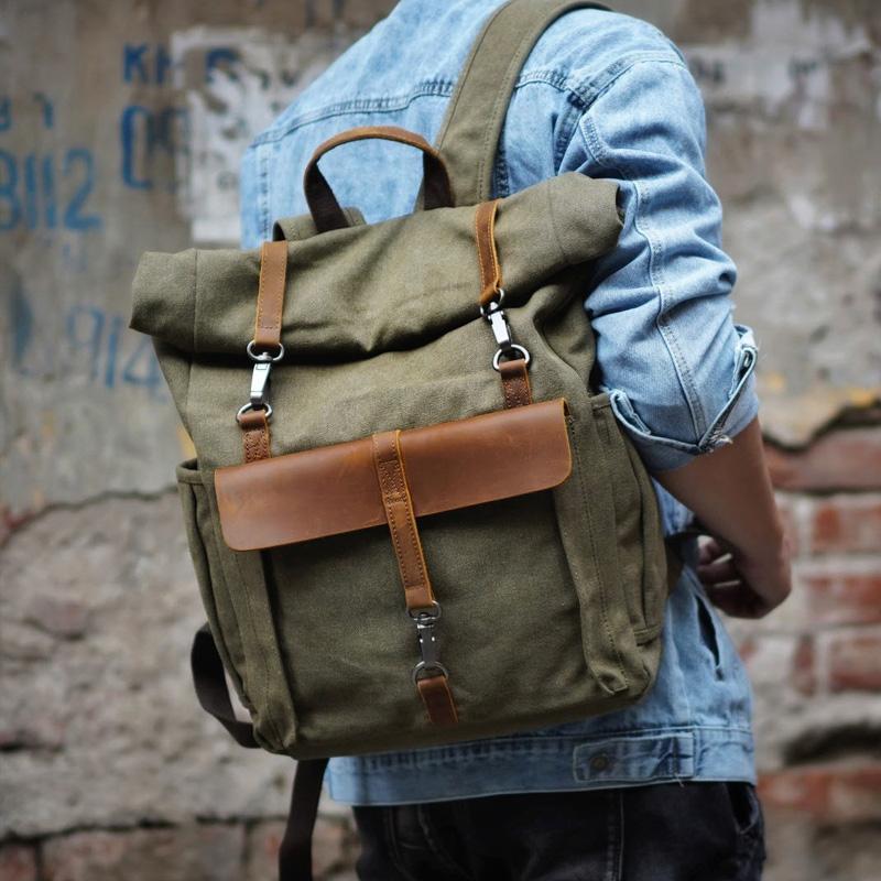Backpack 8828 Vintage Canvas Leather Laptop Men Backpacks For School Teenagers Girls, Army green
Backpack 8828 Vintage Canvas Leather Laptop Men Backpacks For School Teenagers Girls, Army green
