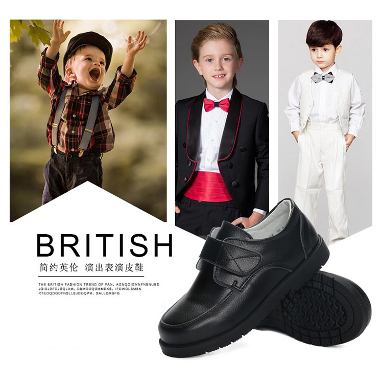 Soft Sole Pupils Spring And Autumn Winter Plush Kids Performance Boys Leather Shoes Students Dance