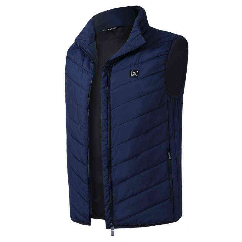 FALIZA USB Heated Vest Men Winter Heating Jacket Male Waistcoat Thermal Warm Clothing Feather Sleeveless Gilet Homme Vests MJ117 211119