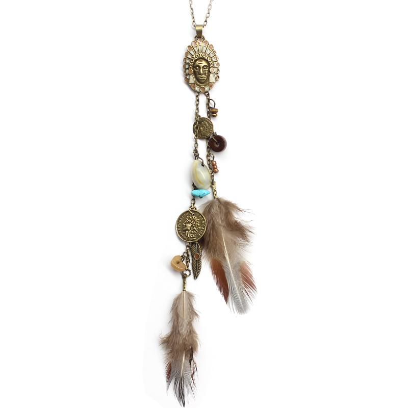 Pendant Necklaces Women Long Necklace Coin Stone Feather Fringed Decorative Sweater Chain Collar Choker Bijoux 
Pendant Necklaces Women Long Necklace Coin Stone Feather Fringed Decorative Sweater Chain Collar Choker Bijoux
