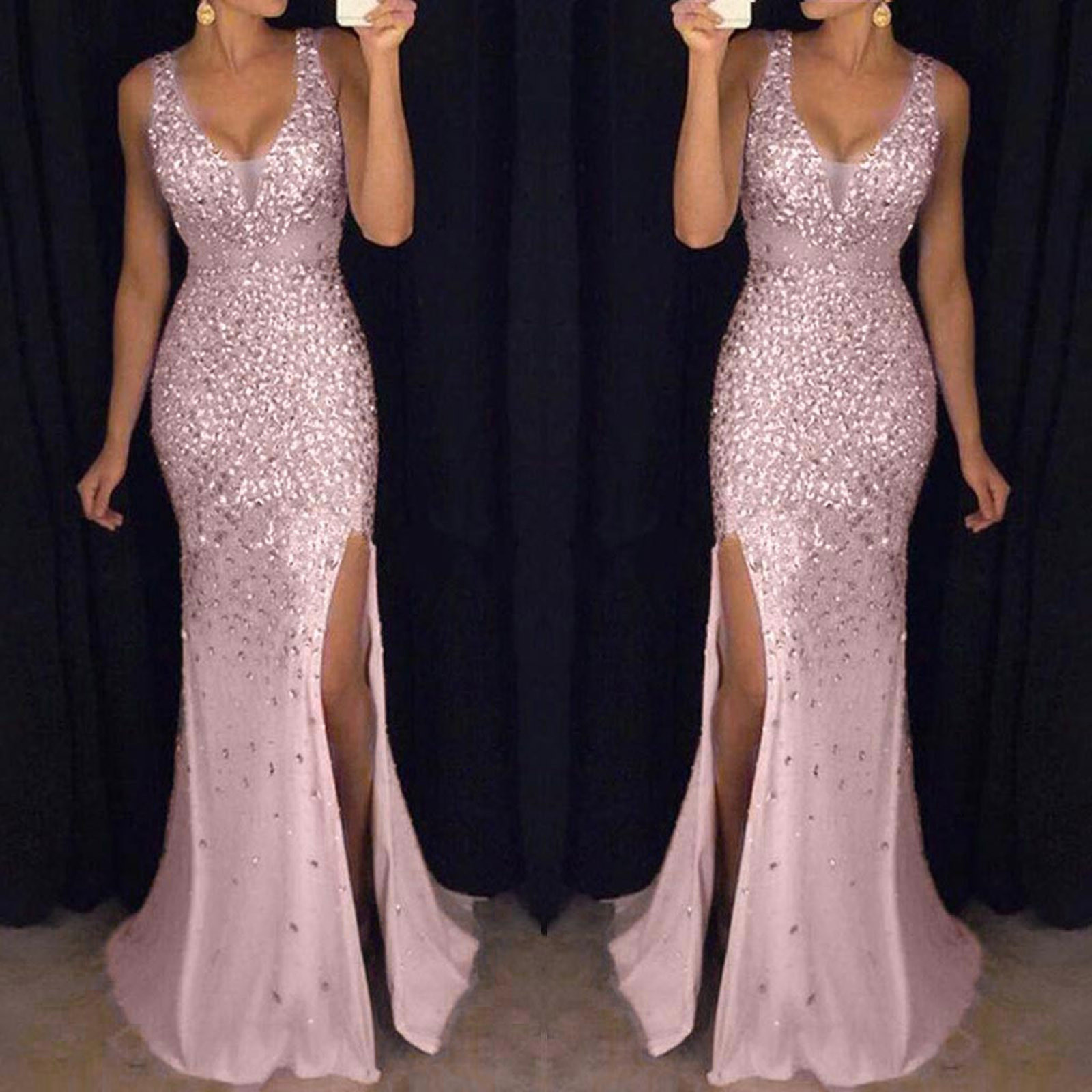 Sexy Sequined Prom Long Dress Elegant Off Shoulder Evening Bridesmaidparty Dresses Women Long Dress Sexy Bodycon Dress #T3G Y0118