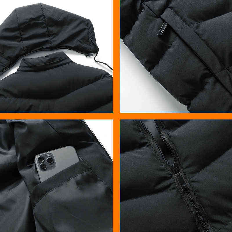 Winter Men Warm Thick Vest Warm Sleeveless Jacket Casual Korean Streetwear Plus Size Thicken Hooded Waistcoat 6XL Male 211111