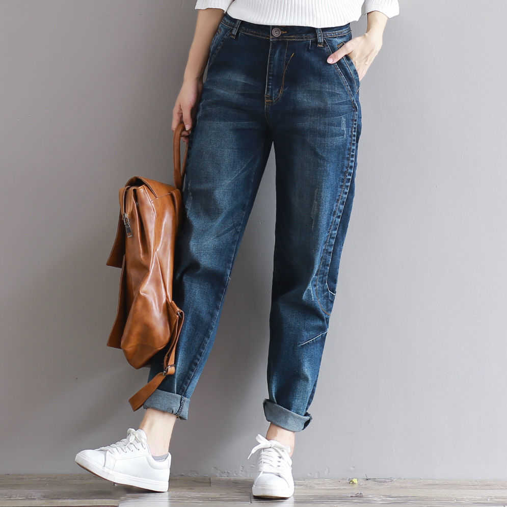 Boyfriend Jeans Harem Pants Women Trousers Casual Plus Size Loose Fit Vintage Denim High Waist Vaqueros 210922