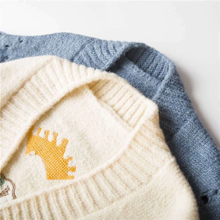 HSA Autumn Winter Women Sweater Cardigans Cartoon Embroidery Cardigans Poncho Single Breasted Knit Sweater Harajuku Out Top 210716