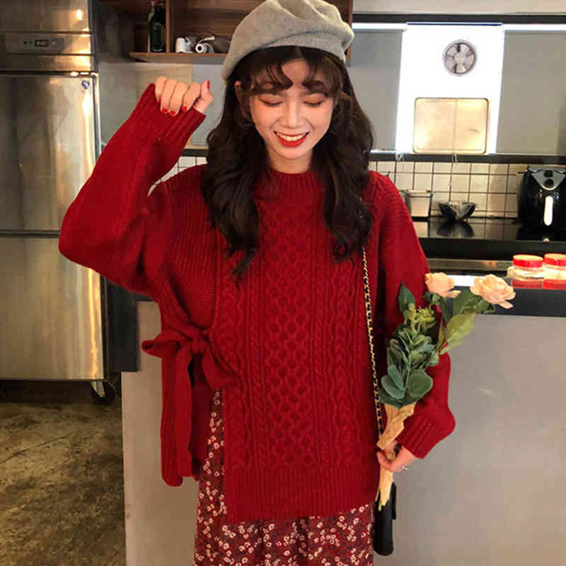 Women's Sweaters Female red sweater, autumn and winter, Korean style, loose tie, retro, twist, thick sweater Q6VH, 1# shoe box
Women's Sweaters Female red sweater, autumn and winter, Korean style, loose tie, retro, twist, thick sweater Q6VH, 1# shoe box