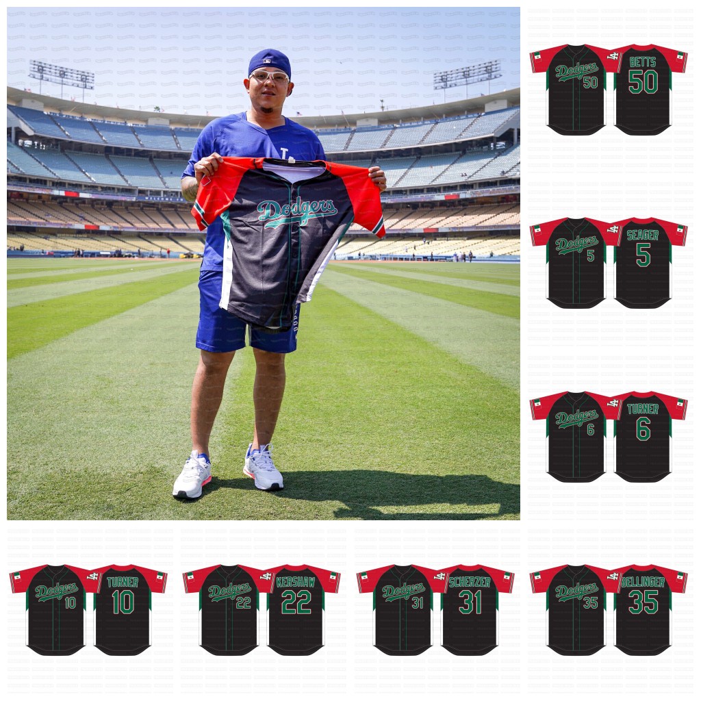 Max Scherzer Dodgers 2021 Mexican Heritage Night Jersey Mookie Betts Trea Turner Corey Seager Cody Bellinger Clayton Kershaw Julio Urias Chris Taylor, Blue;black
Max Scherzer Dodgers 2021 Mexican Heritage Night Jersey Mookie Betts Trea Turner Corey Seager Cody Bellinger Clayton Kershaw Julio Urias Chris Taylor, Blue;black