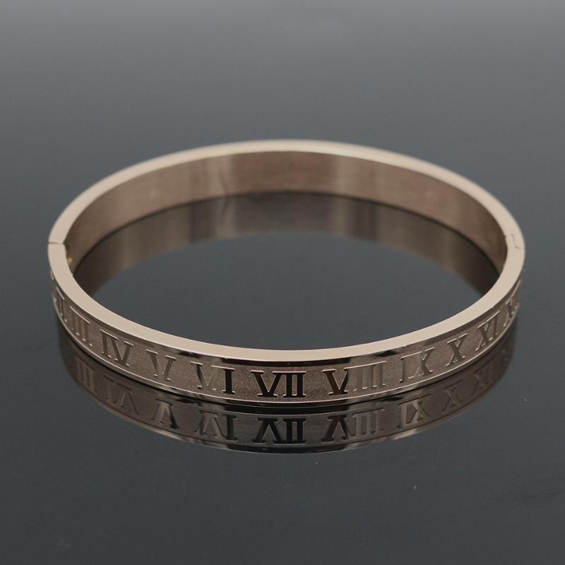 Bangle Fashion Women Charm Bracelet Stainless Steel Gold Color Roman Letter & For Men Jewelry