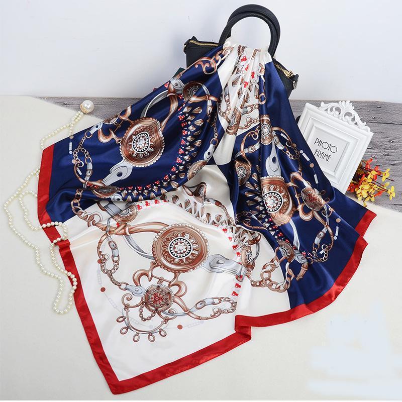 Scarves 2021 Summer Sunscreen High-Grade Shawl Female Print 90X90CM Kerchief Fashion Satin Silk Scarf Square Bandana Headcloth, Blue;gray
Scarves 2021 Summer Sunscreen High-Grade Shawl Female Print 90X90CM Kerchief Fashion Satin Silk Scarf Square Bandana Headcloth, Blue;gray