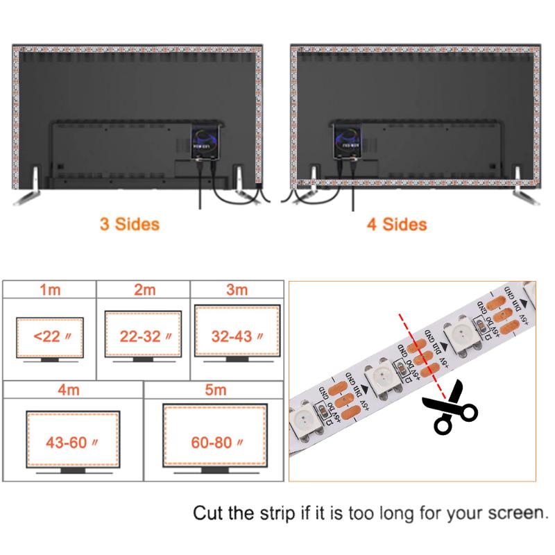 5V DIY TV USB LED Strip Ambient Controller HDTV Computer Monitor Backlight PC Dream Screen Light Box for Addressable LED Strip
