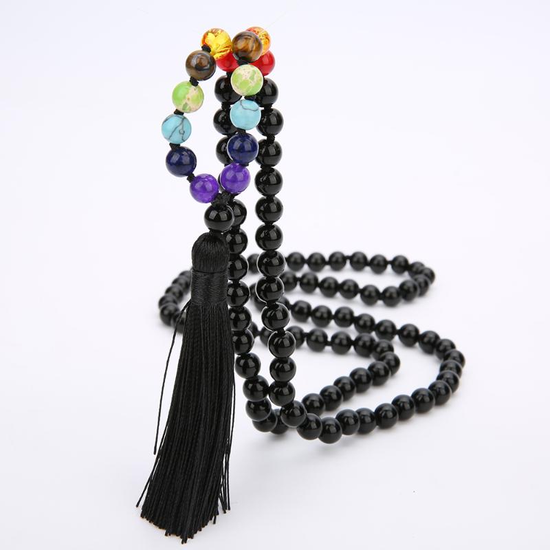 Pendant Necklaces Black Onyx 7 Chakra 108 Mala Beaded Knotted Necklace Meditation Yoga Blessing Jewelry Tassel Semi-Precious Stone Japamala
Pendant Necklaces Black Onyx 7 Chakra 108 Mala Beaded Knotted Necklace Meditation Yoga Blessing Jewelry Tassel Semi-Precious Stone Japamala