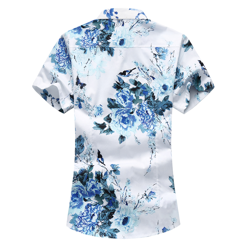 Summer Men's Shirt Fashion Chinese Style Print Short Sleeve Shirt Mens Clothes Trend Mens Casual Slim Fit Print Shirt M-6XL T200505