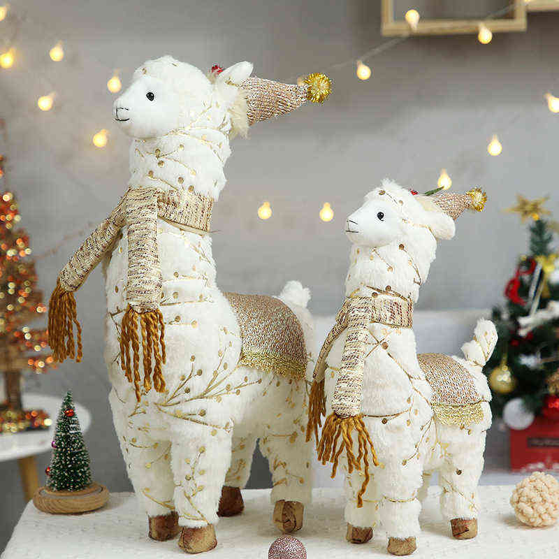 Retractable Reindeer Doll navidad Figurines Christmas for Kid Red christmas tree decorations Year Gift 211104