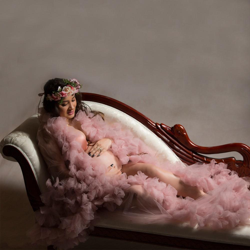 Sexy Ruffles Night Robe Bridal Long Sleeves Sleepwear See Through Plus Size Party Nightgowns Robes Custom Made