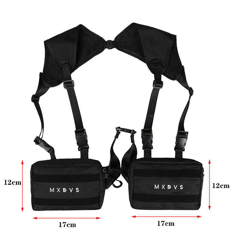 Unisex Black Chest Rig Bag Streetwear Tactical Vest Hip-hop s Fashion Tactics Waist Pack Woman Functional Square 211006